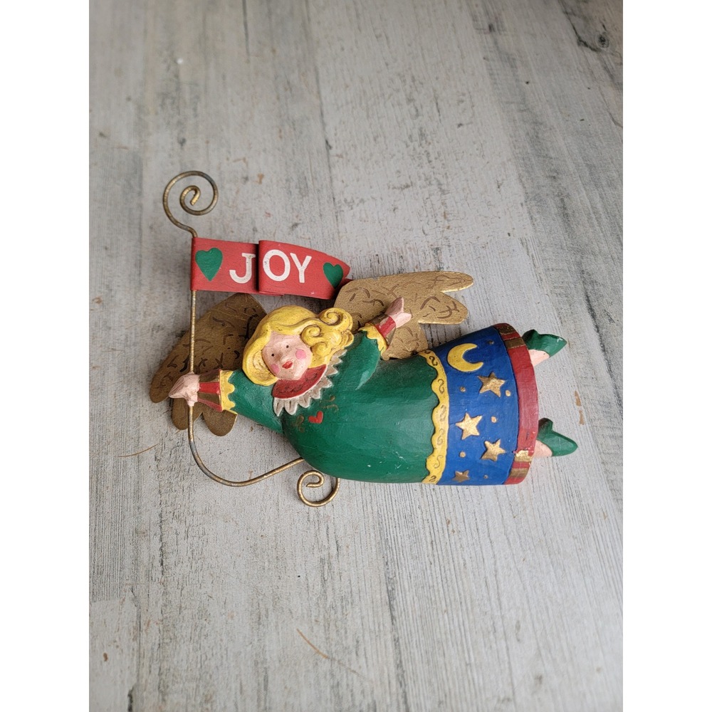 Vintage Joy angel hanging home decor Xmas religious cherub unique
